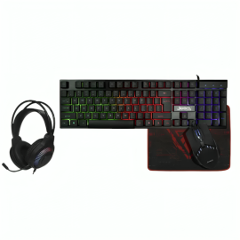 KIT JEDEL GAMER TECLADO+MOUSE+AURICULAR+MOUSEPAD CP-09